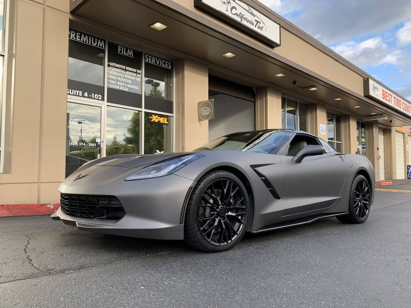 matte finish on gray corvette at california tint